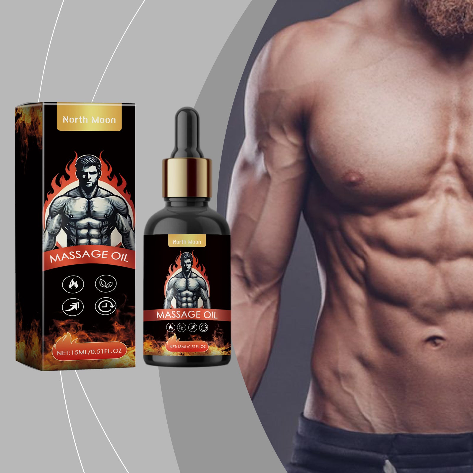 North Moon Men's Nourishing Body Massage Oil - Hydrating & Refreshing Skin Moisturizer for Daily Body Care