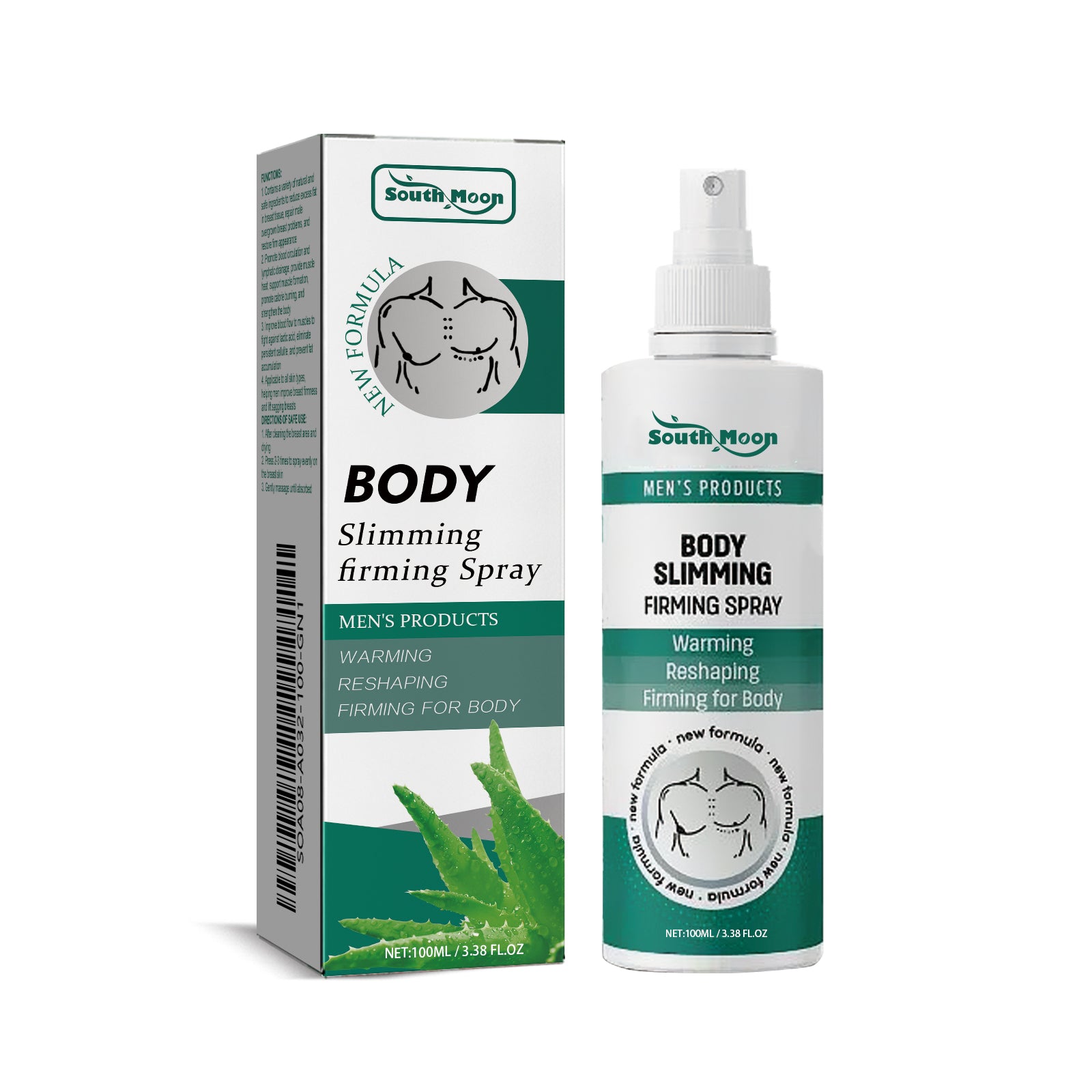 South Moon Men's Chest Firming Spray - Fat Burning & Muscle Toning Mist with Caffeine & Collagen (30ml)