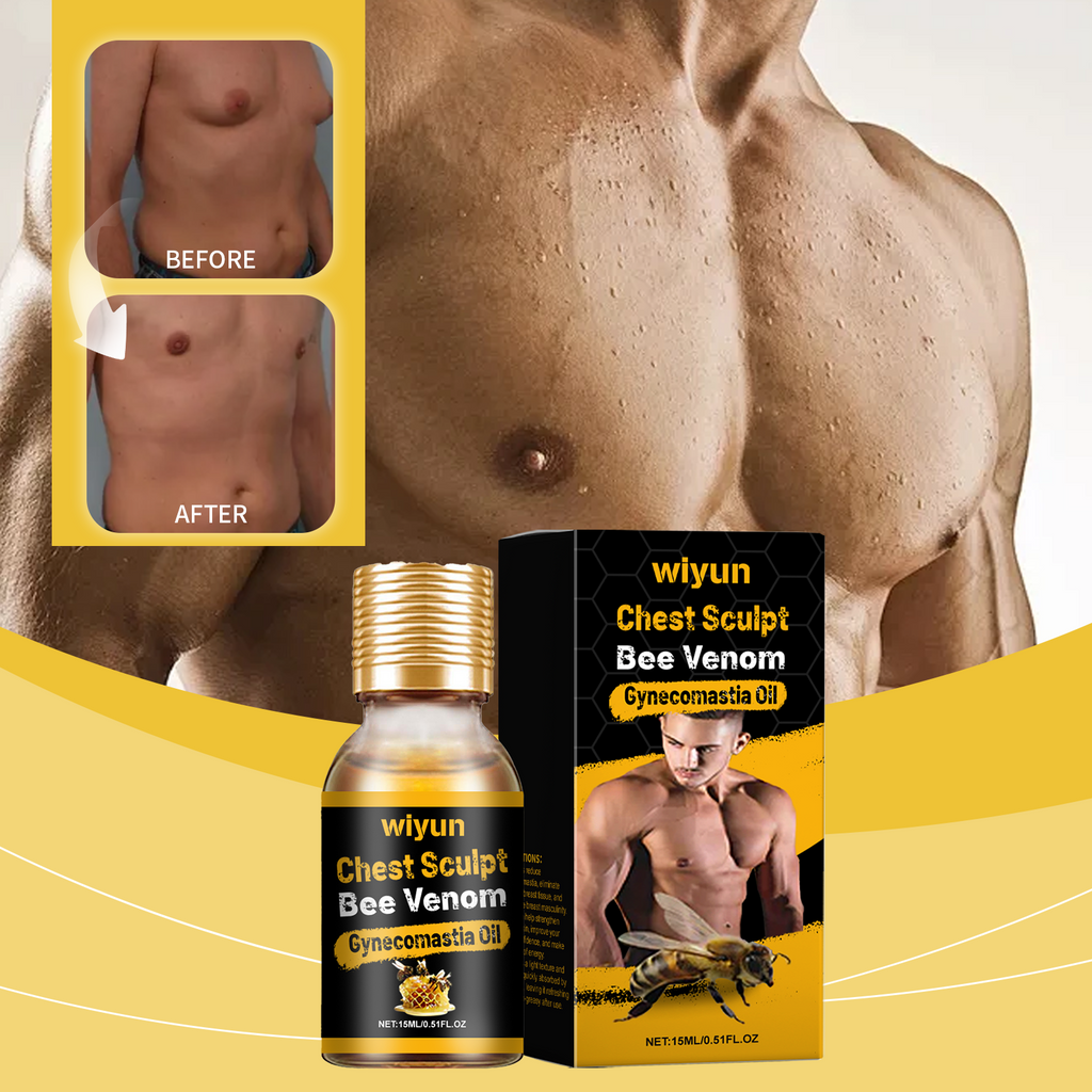 Wiyun Men's Chest Sculpting Massage Oil - Cooling Firming & Hydrating Body Oil with Mint & Honeysuckle