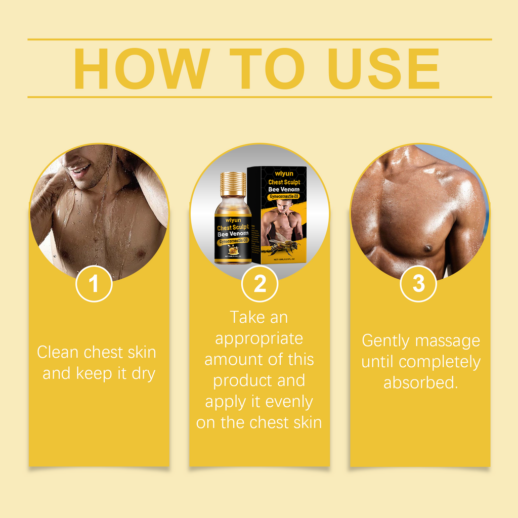 Wiyun Men's Chest Sculpting Massage Oil - Cooling Firming & Hydrating Body Oil with Mint & Honeysuckle