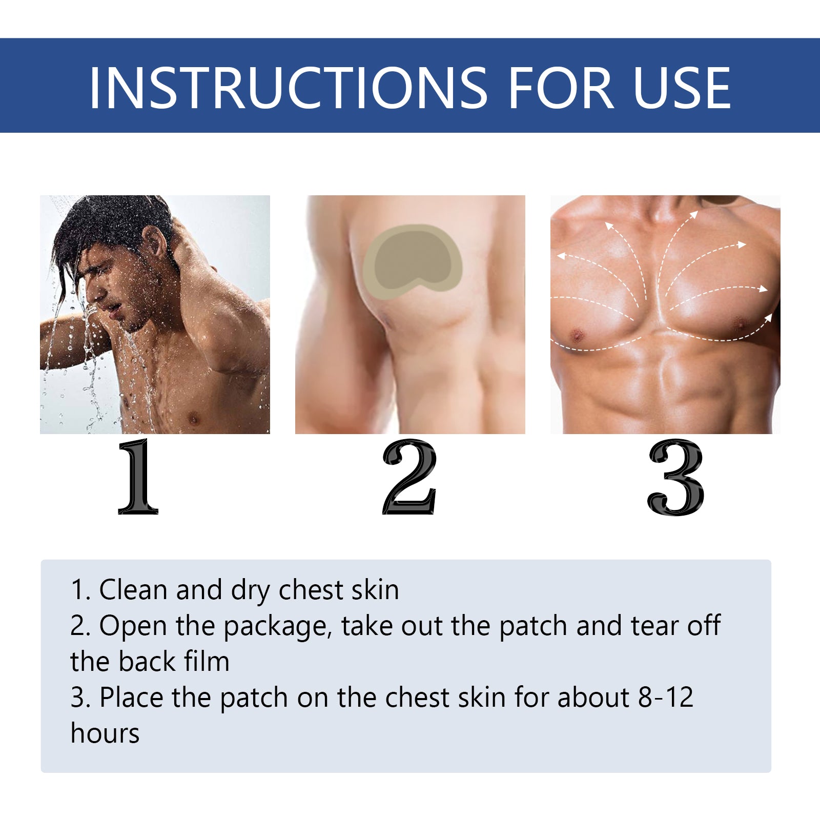 Ximonth Men's Herbal Chest Firming Patches - Gynecomastia Reduction & Sagging Defense Sculpting Sheets (10pcs)