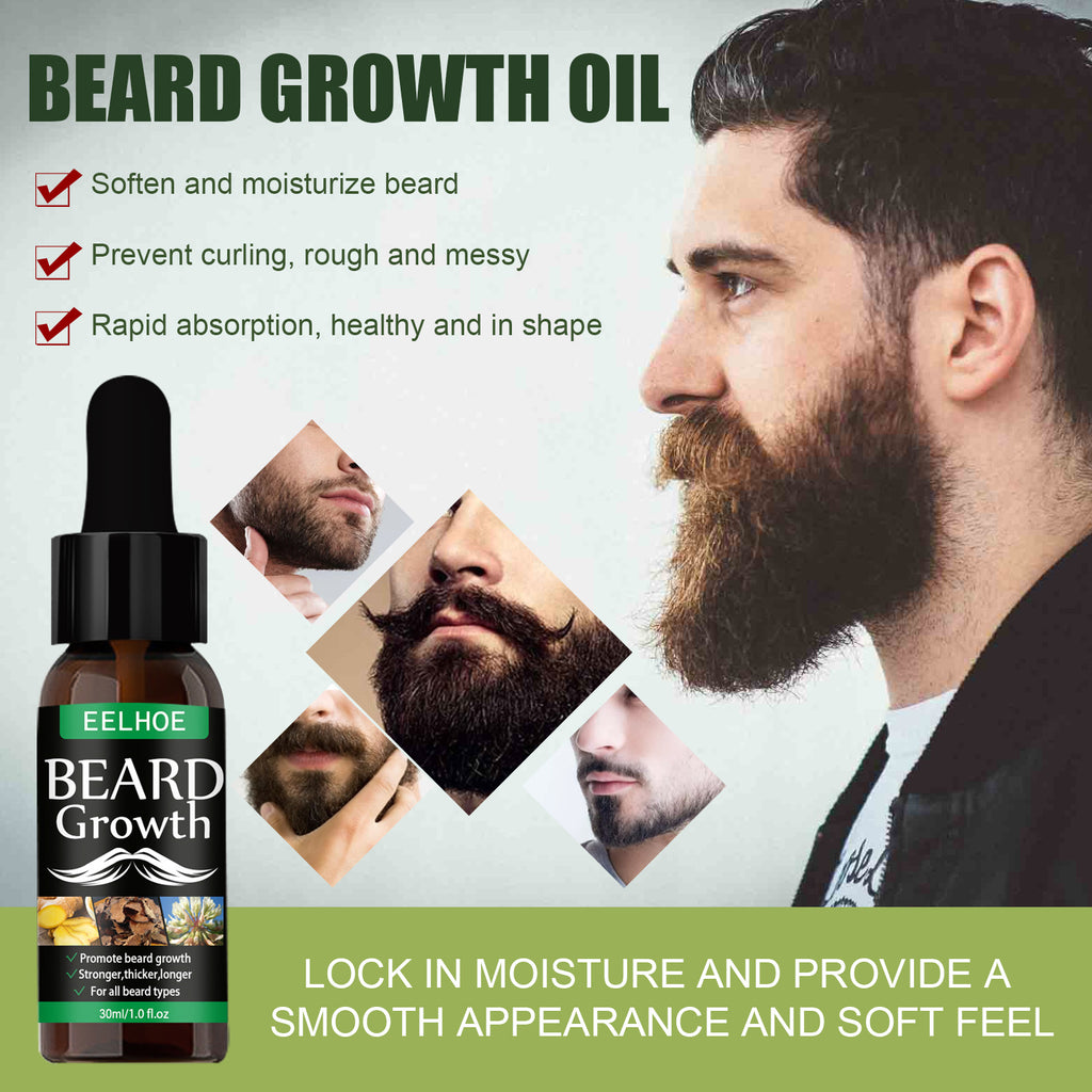 EELHOE Beard Growth Oil Spray - Fast Absorbing Conditioner for Thicker, Fuller & Softer Facial Hair