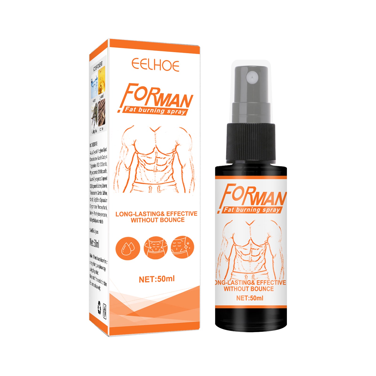 EELHOE Men's Abs Workout Spray - Muscle Shaping & Sweat Enhancing Mist with Centella & Tea Tree Oil